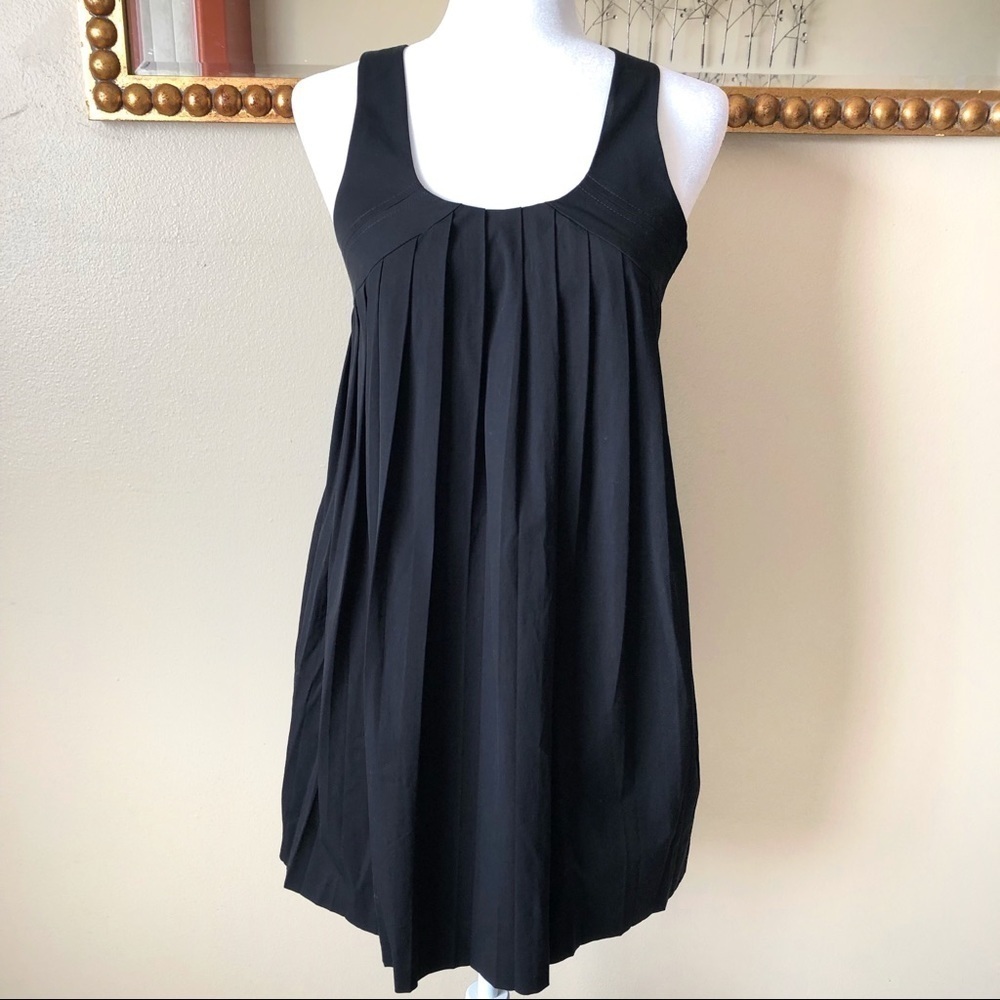 Black Club Mónaco Pleaded Minimalist Goth Mini Crossback Dress size 0